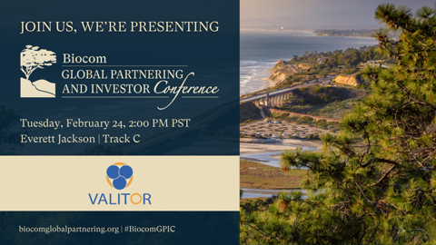 valitorbio's tweet photo. On Tues, Feb 24th at 2:00 p.m. PT,  CEO Greg Kunst will present a company overview &amp; host investor one-on-one meetings at the Biocom Global Partnering and Investor Conference. If you will be attending the conference, we welcome the opportunity to connect!
https://t.co/HUaFWKRk9g https://t.co/ofo2nv5UBG