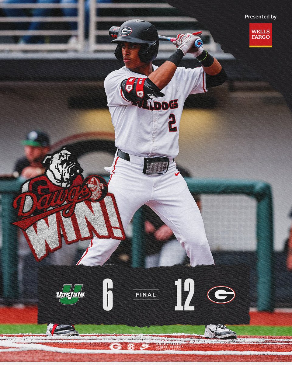 BaseballUGA's tweet image. 🐶🔛🔝

Georgia beats USC Upstate, 12-6, in a midweek matchup.

#GoDawgs | @WellsFargo