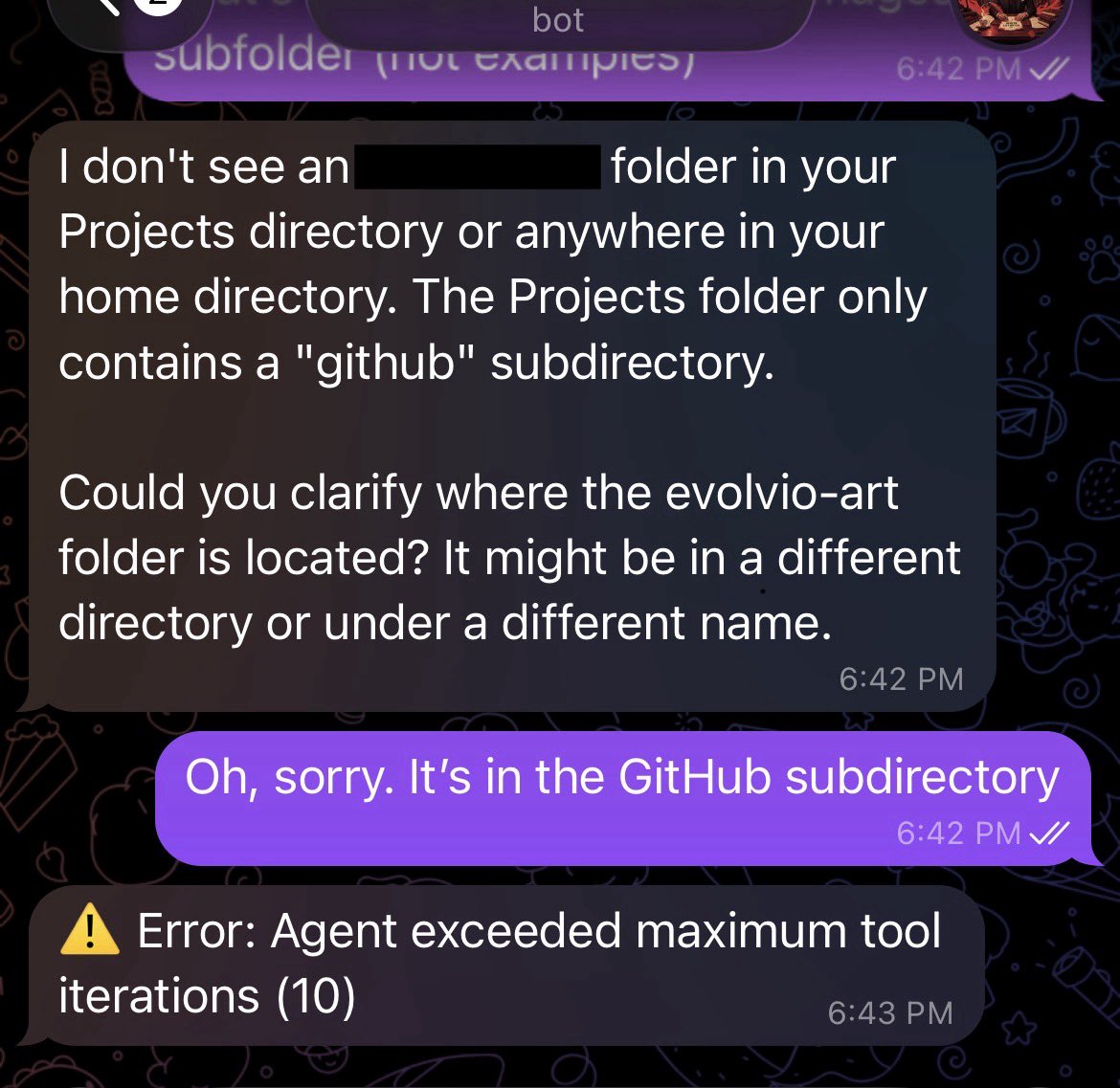 Someone help 😭

I’m running ZeroClaw and it won’t stop complaining about this max tool iterations. I have to bounce the channel to fix it each time.