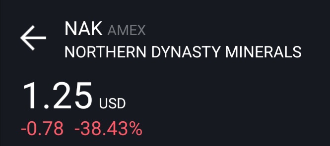 Imagine investing in the world's most significant copper / gold deposit, located in the United States, and then you're down 38% in one day because of salmon 

Whatever earnings disappointment you're currently whining about, it could always be worse