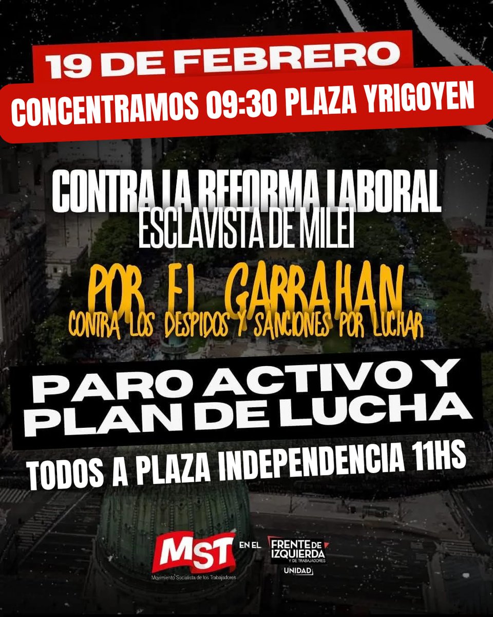 Hay que derrotar la reforma laboral esclavista 
#PAROGENERAL #ReformaLaboral #noamilei
