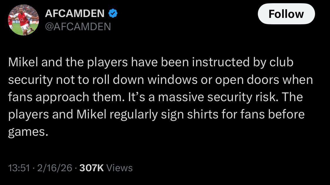 “Security risk”. Sksksksks, I’d be checking my windows too if I just drew against THE WORST PL TEAM EVER.