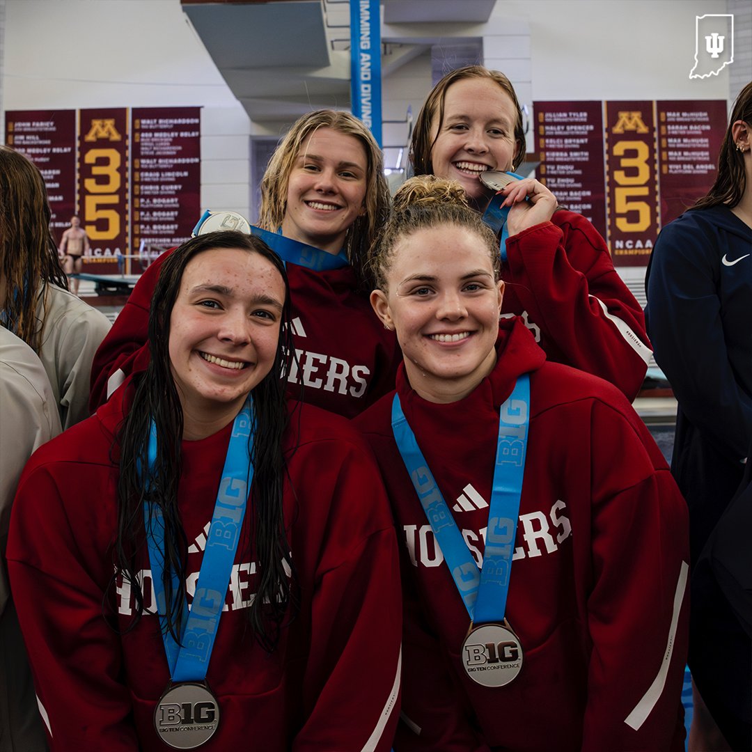 Three freshmen &amp; a junior. 🥈

🤝 Program record 6:51.11
🤝 No. 6 in NCAA this season
🤝 <a href="/bigten/">Big Ten Conference</a> silver medalists