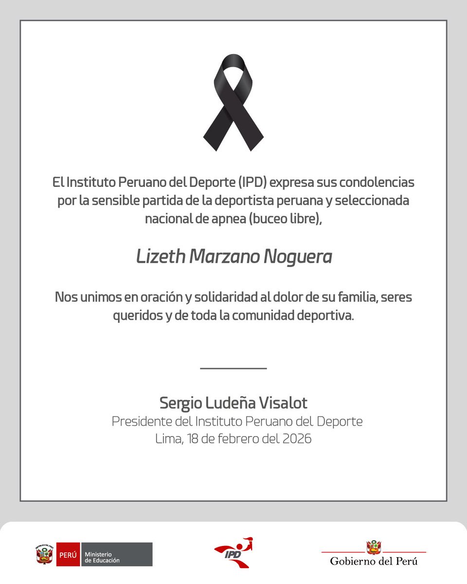 🎗️ Lamentamos la sensible partida de la deportista peruana y seleccionada nacional de apnea, Lizeth Marzano Noguera.