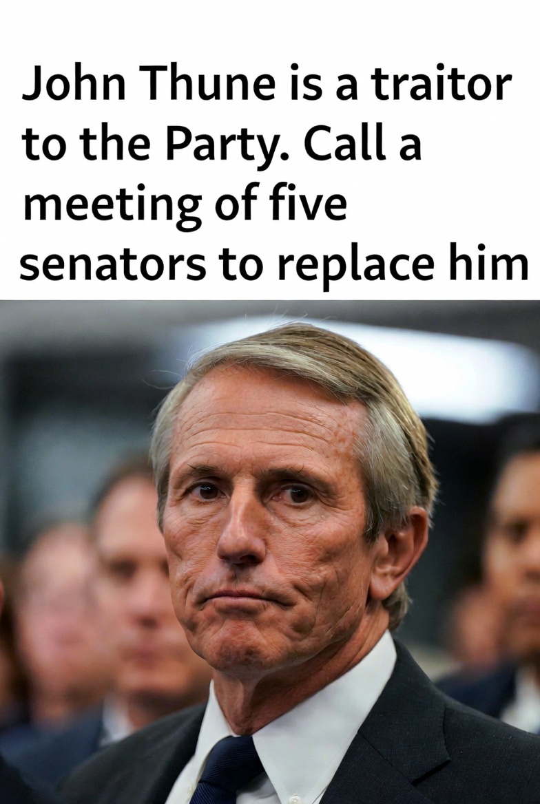 We the American citizens voted to fix ILLEGAL immigration and our voting system.

John Thune wants to keep backpedaling on Nuking the Filibuster.

It is Time for New Leader of the Senate!

Five Senators need to call a meeting to replace John Thune as Leader with someone who will