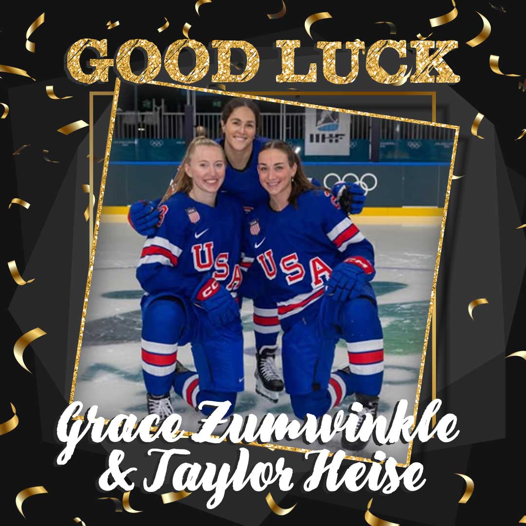 BCEmovement's tweet photo. All of our volunteers are golden, and two are competing for *Olympic* gold tomorrow! Grace Zumwinkle and Taylor Heise of the Minnesota Frost (and the 2025 BCE Golf Classic!) will take the ice with the Team USA Women’s Hockey, competing for Olympic gold. https://t.co/4bN1EIHa3b