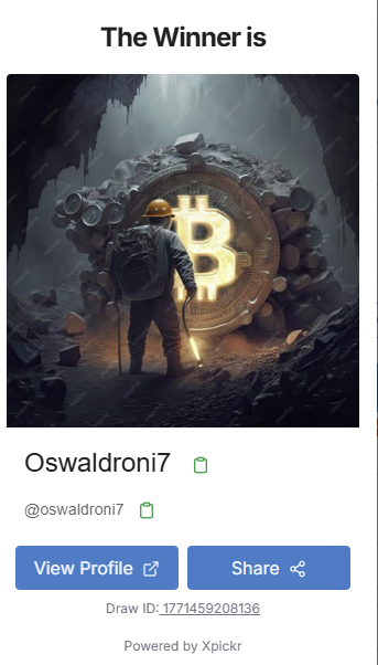 Congrats <a href="/oswaldroni7/">Oswaldroni7</a> you won! Draw ID: 1771459208136

Please reply to your DM to claim your prize!
