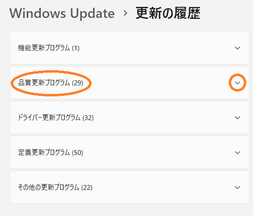 補足です！ 「更新の履歴」→「品質更新プログラム」の中に「KB5077181