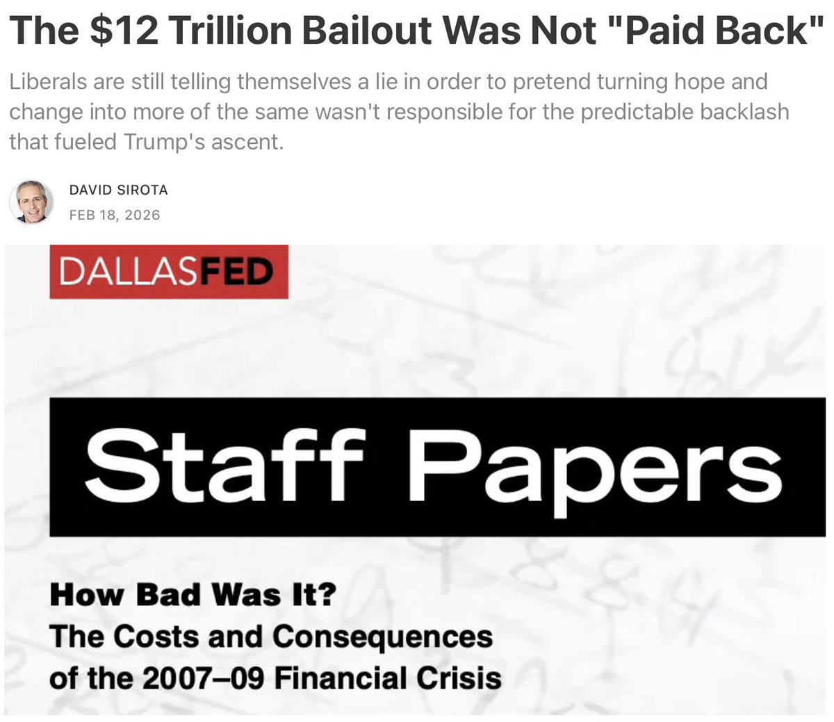 Rather than learning a cautionary tale about the rise of authoritarianism, many liberals would rather defend Barack Obama by continuing to amplify a provable lie about the financial crisis and the bailout.