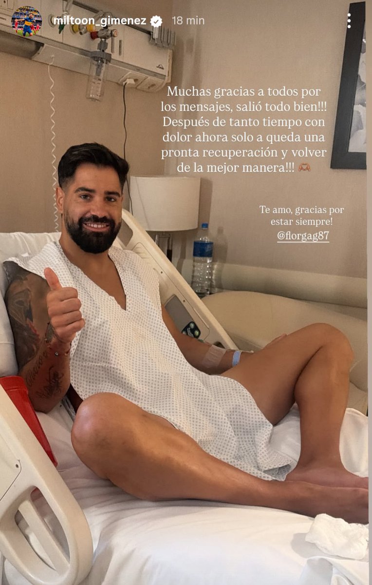 La historia de Milton Giménez tras salir de la operación por la pubalgia