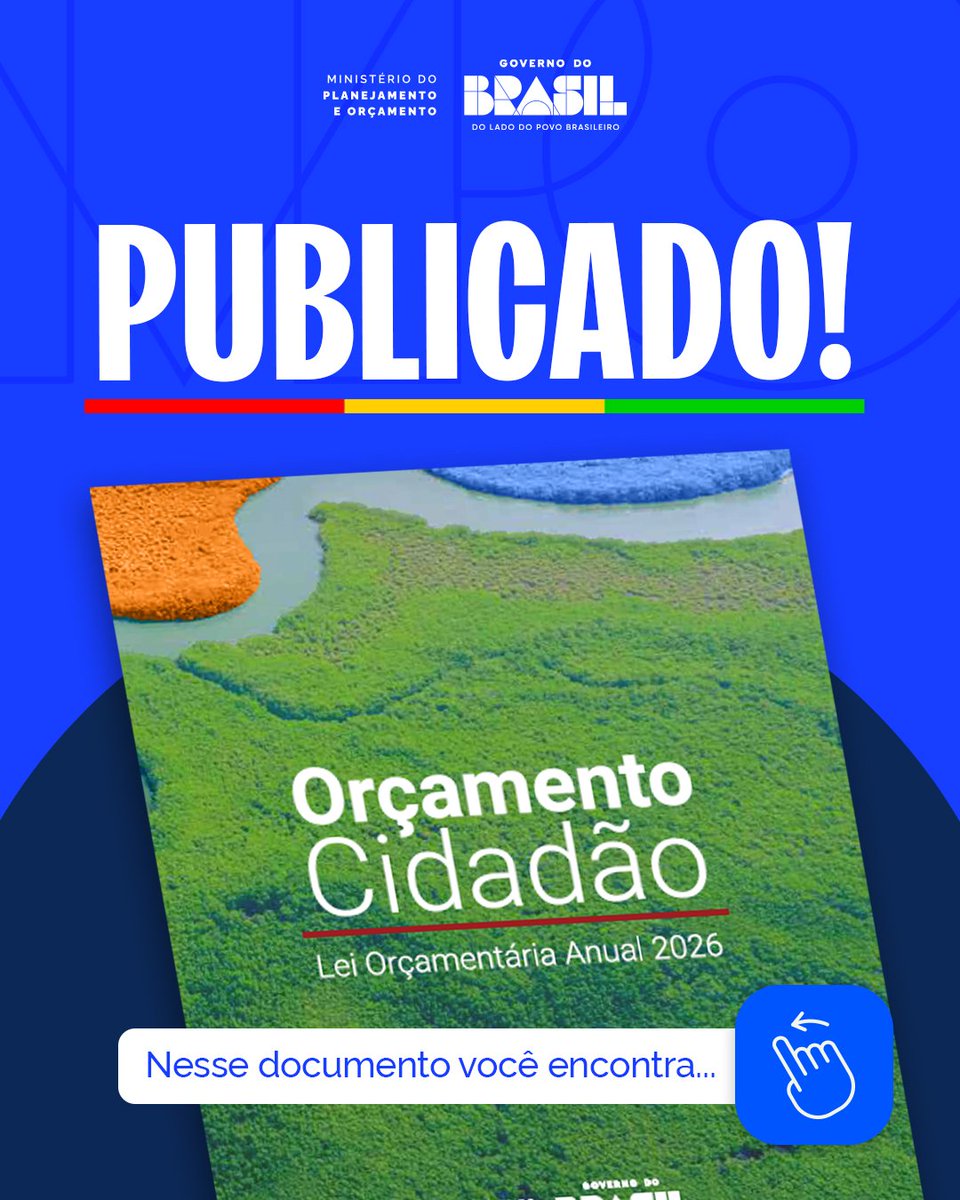MinPlanejamento's tweet photo. Publicamos nesta quarta-feira (18/2), o Orçamento Cidadão da Lei Orçamentária Anual 2026. O documento fala sobre o orçamento de maneira visual e descomplicada. 
Leia mais 🤳 https://t.co/RE8rhJvKEh https://t.co/qj3fi5oo0k