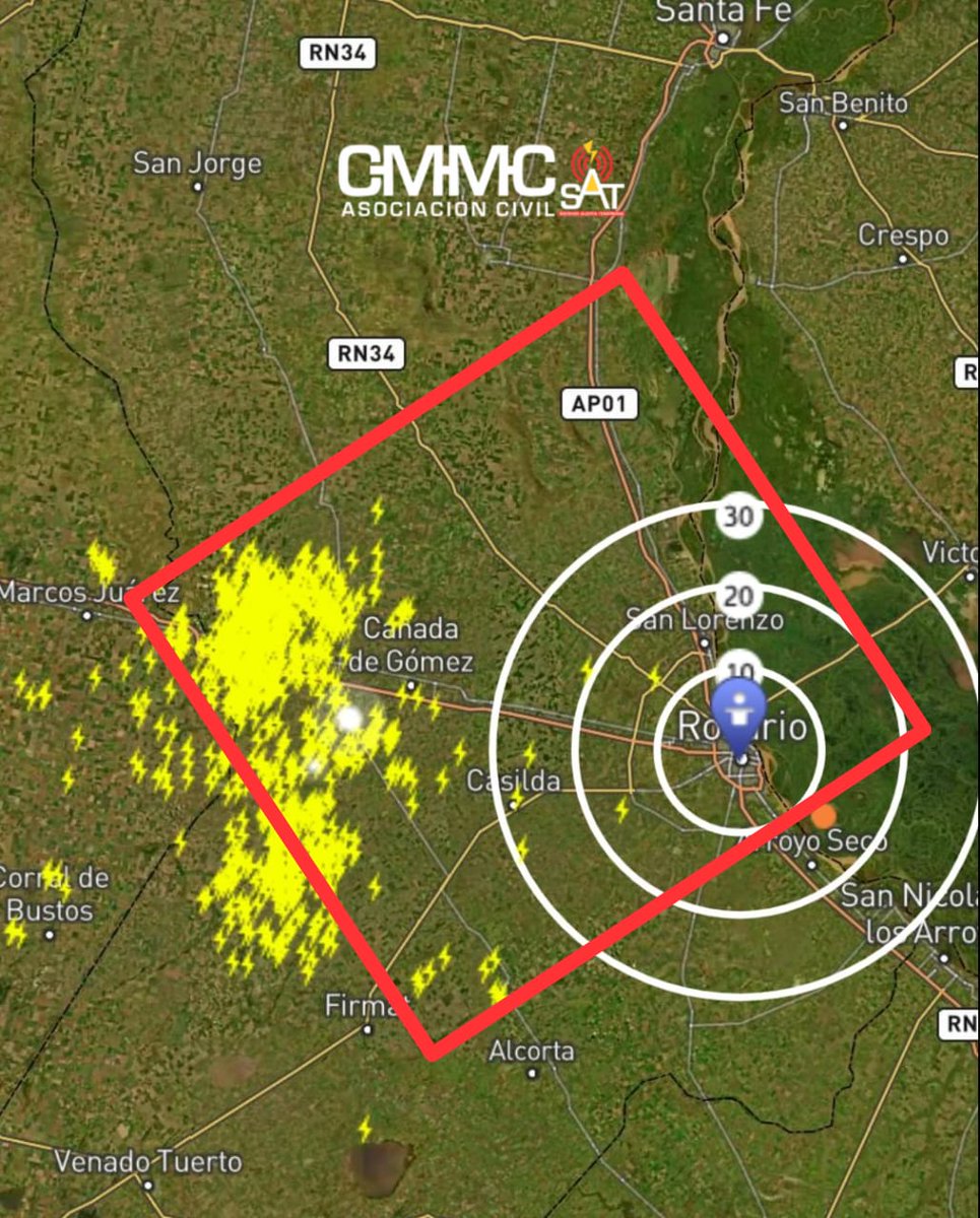 cmmcsatsantafe's tweet photo. 18/02/2026 - 21:03 h

ZONA: Cañada de Gómez, Las Parejas, Las Rosas, Maciel, San Lorenzo, Rosario y alrededores (ver localidades en recuadro)

EVENTO: Tormentas aisladas, localmente fuertes o severas. Probables precipitaciones copiosas en cortos períodos de tiempo, ráfagas, sigue https://t.co/PwtfuOHNCU