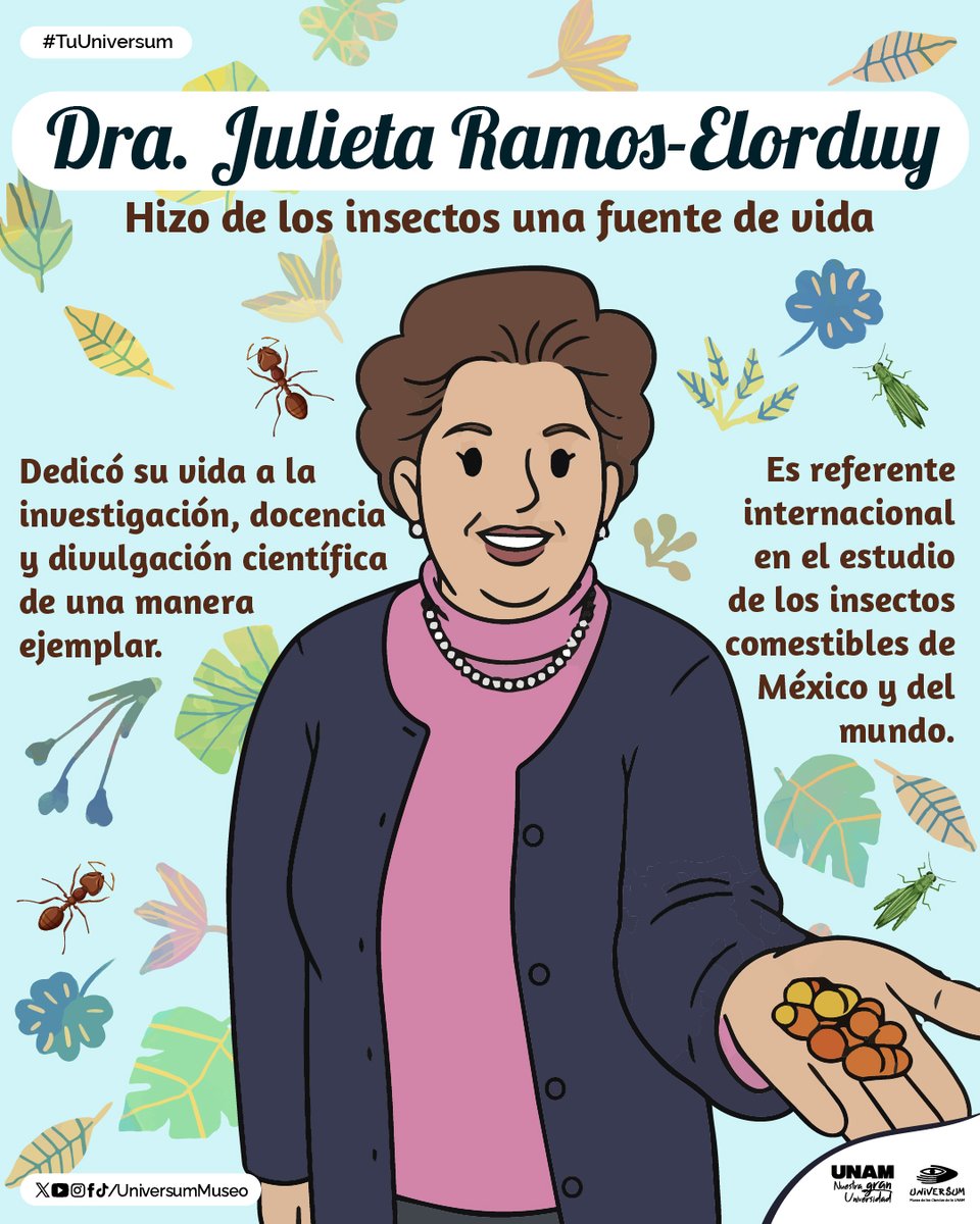 En #Universum reconocemos la invaluable labor de la Dra. Julieta Ramos-Elorduy Blásquez, bióloga mexicana especialista en el estudio de los insectos comestibles, quien lamentablemente falleció el día de ayer.
#TuUniversum
