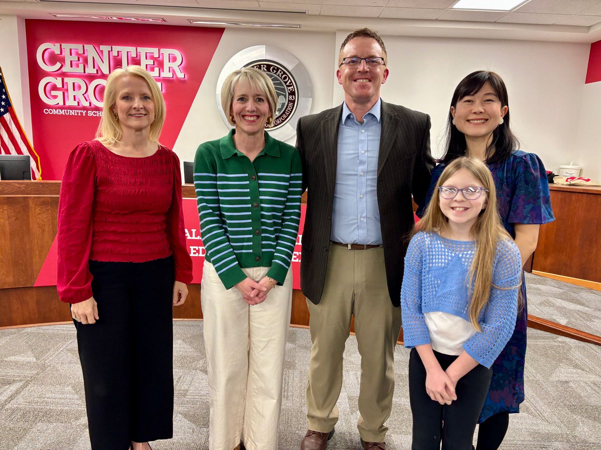 The Center Grove Board Spotlight is shining on North Grove Elementary tonight! Principal Ron Siner recognized three outstanding Vikings: Luann Luck, 3rd Grade Extended Learning Teacher; Junko Watanabe, ENL Instructional Assistant; and Mia Embrey, 5th grade student.

#E3CG