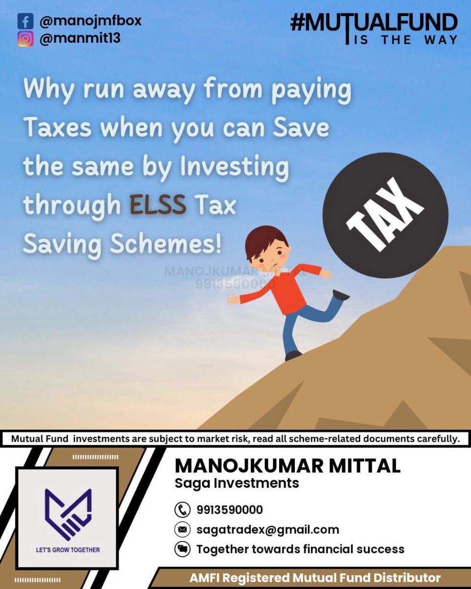 manmit13's tweet photo. Markets down? 📉 It’s the perfect time to invest! ELSS Mutual Funds not only help you save taxes but also let you buy more units at lower prices, boosting your long-term wealth. 🚀💰 Turn market dips into opportunities! #sip #buythedip #mutualfunds #savetax #elss https://t.co/3UZzc1IAZB