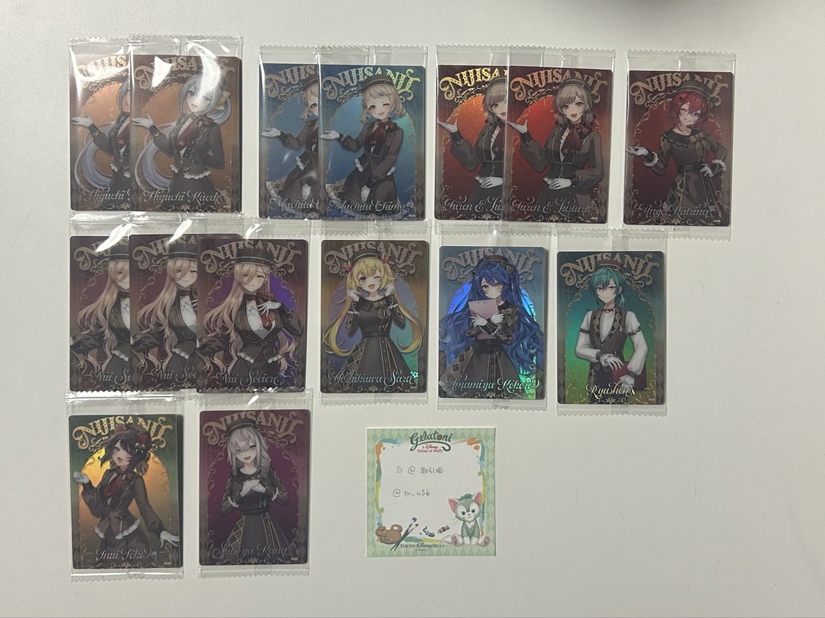 tr_u5b's tweet photo. 【交換】にじさんじ ウエハース 第2弾 メタリックプラカード

求：画像1枚目
譲：画像2.3枚目

郵送or大阪市内手渡し
こちら複数の比率違い検討致します。
検索からでもお気軽にお声掛けください。 https://t.co/ccWUgtXLJp