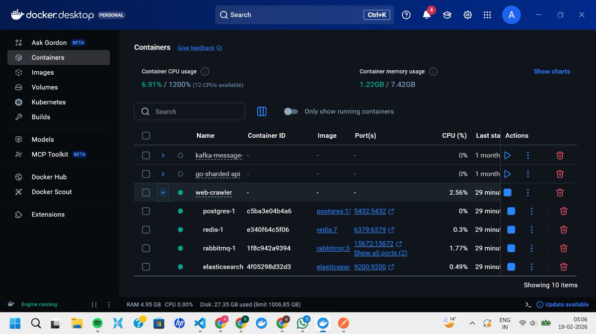 AneeshAhuja3112's tweet photo. Just built a distributed web crawler using golang and scrapy.
->SHA-256 ring on redis to route domains to 5 workers
->bloom filter for deduplication
->RabbitMQ per-worker queues
->Elasticsearch for indexing of crawled page
check it out: https://t.co/KuR2BOOuxE
@arpit_bhayani https://t.co/5QV33cMJRF