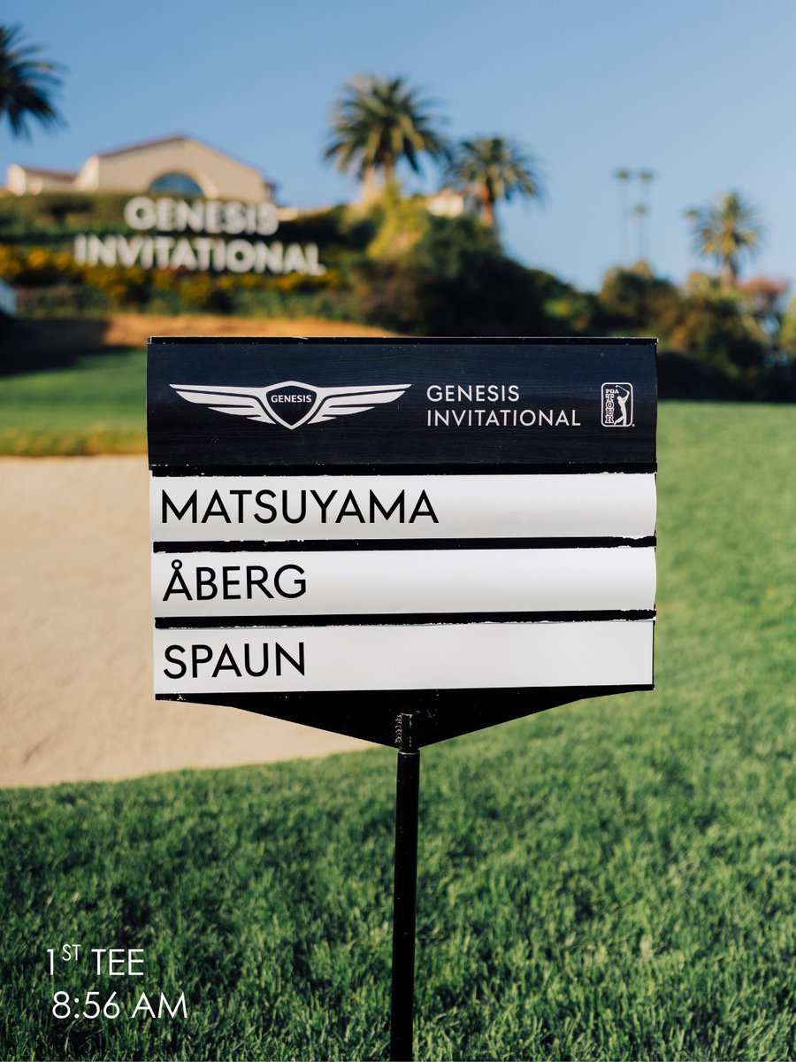 matsuyamafan's tweet photo. #TheGenesisInv
DAY1 TEE #1
8:56am local (1:56am Japan)
DAY2 TEE #1
11:25am local (4:25amJapan)
#HidekiMATSUYAMA / JJ SPAUN
/ Ludvig ABERG
#松山英樹 選手はJ.J.スポーン選手、ルドビグ・オーバーグ選手と日本時間(金)午前1時56分に1番からスタート。#GoHideki https://t.co/7Iwjkenr2E