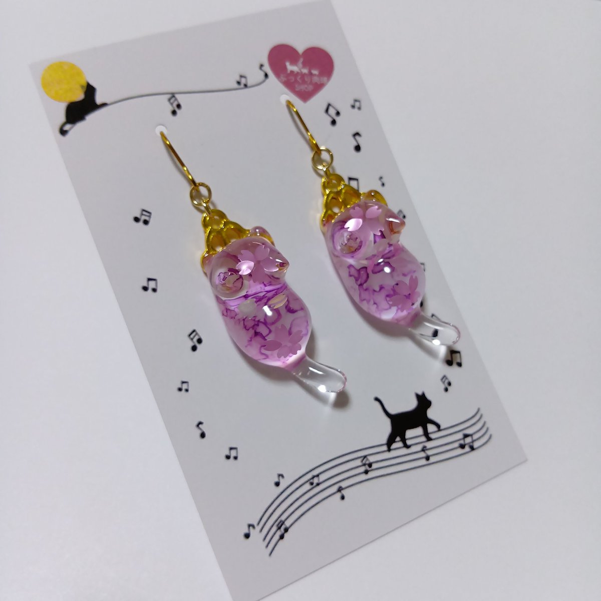 おはようございます☀ 桜にゃんこ🌸×アルコールインクピアス毎日販売