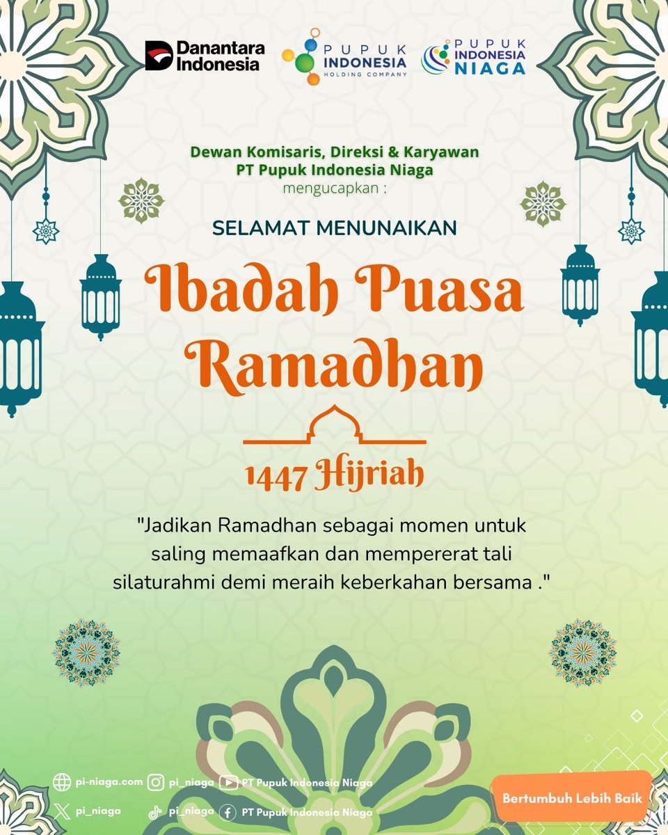pi_niaga's tweet photo. Selamat Menunaikan Ibadah Puasa Ramadan 1447 H

Semoga bulan suci ini menjadi momentum untuk meningkatkan keimanan dan ketakwaan serta menghadirkan keberkahan dalam setiap langkah dan pengabdian kita.

Marhaban ya Ramadan

#ramadhan2026
#piniaga 
#bertumbuhlebihbaik https://t.co/nN42zgMAgV
