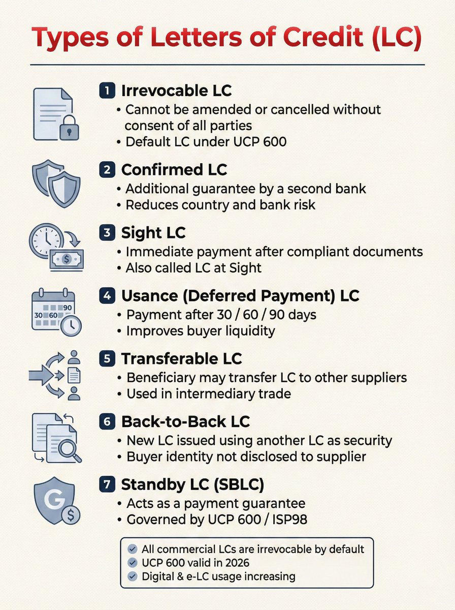 Types of letters of credit (LC)