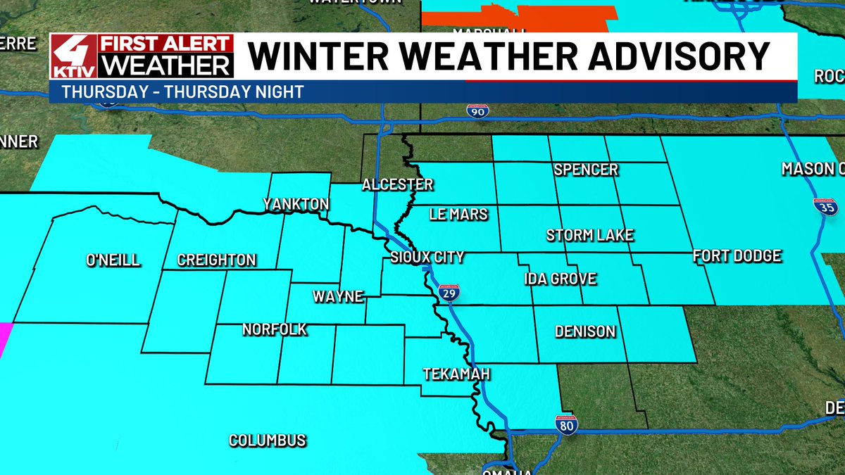 Much of Siouxland will be in a Winter Weather Advisory for our First Alert Weather Day on Thursday. How much snow might we see?

To view the full forecast ktiv.com/2026/02/18/fir…