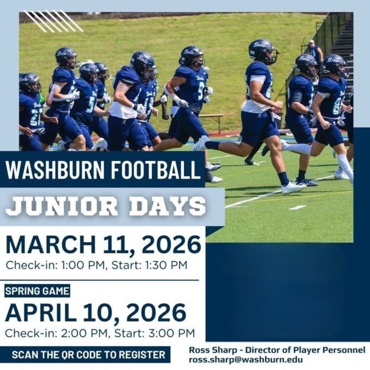 Thank you to <a href="/CoachSharpWU/">Coach Ross Sharp</a> and <a href="/IchabodFTBL/">Washburn Football</a> for the Junior Day and Camp Invites!!