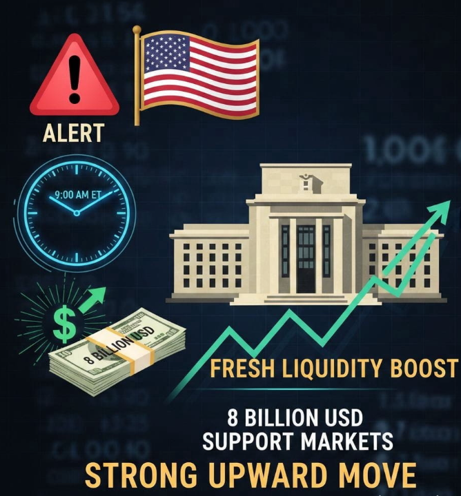 UsefCrypto's tweet photo. 🚨 $8B liquidity injection tomorrow (9:00 AM ET).
When liquidity hits, risk assets tend to move fast.
Watch volatility. Watch flows.
Momentum can build quickly.
Are you positioned?
#Fed #Liquidity #Crypto #Stocks https://t.co/VcBi5tnBrE