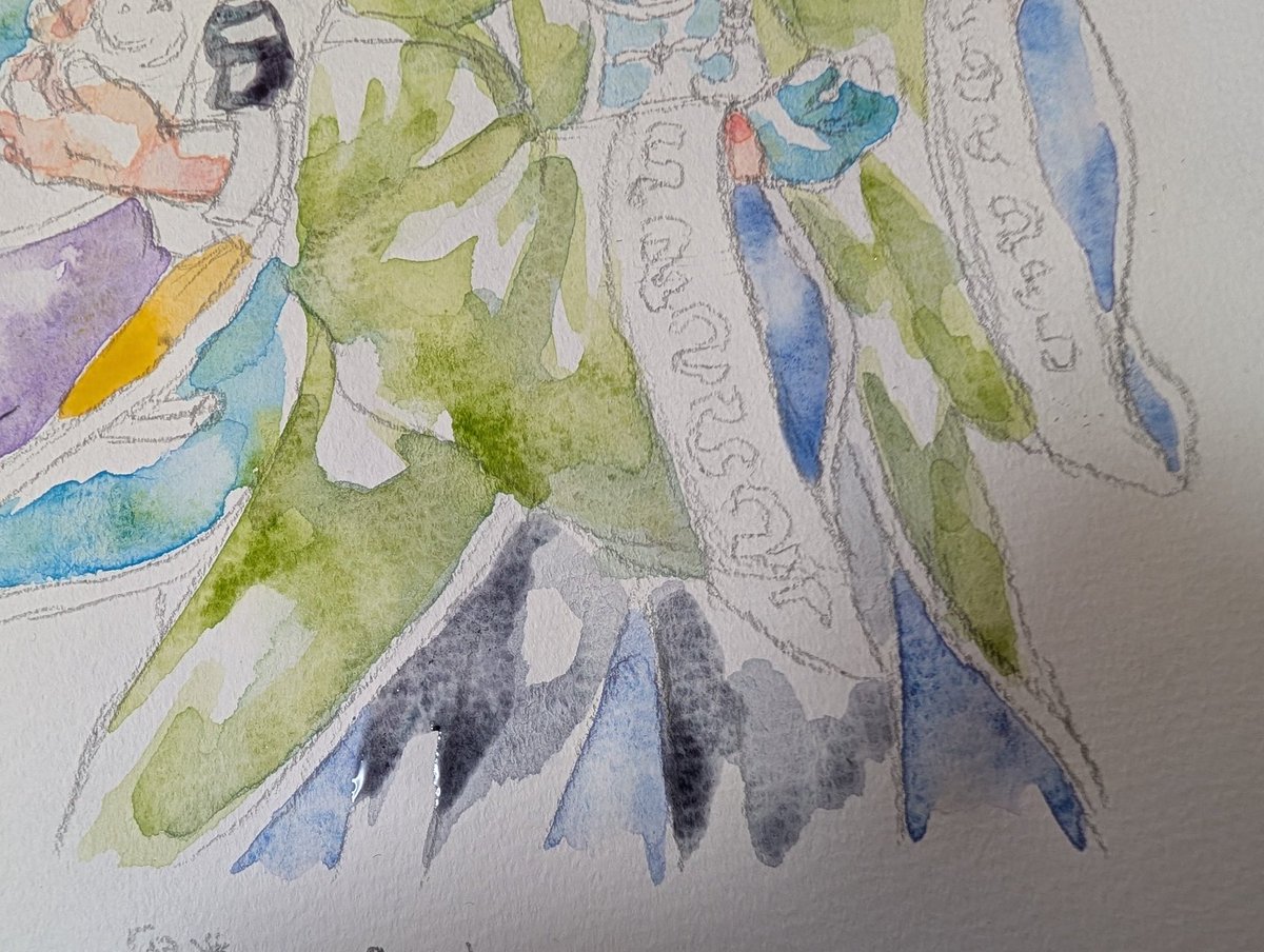 wip ファンタジー3️⃣5️⃣本は、一貫して【透明水彩＋分離色】で描い