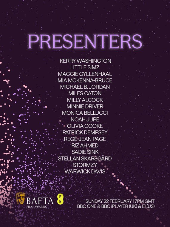 AwardsWatchErik's tweet image. Who’s presenting Best Film at the #BAFTAs?