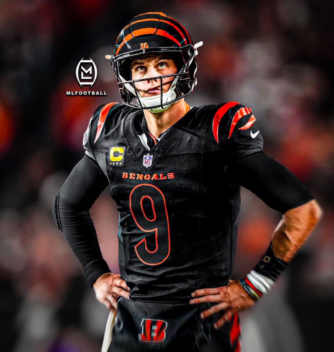 MLFootball's tweet photo. THOUGHTS ON THESE CINCINNATI #BENGALS SPECIAL EDITION MATTE BLACK WITH ORANGE STRIPE UNIFORMS…? 

👀👀👀

Exclusive first look at them: https://t.co/RrW4swrbU7
