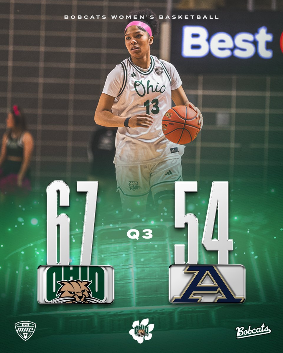 OhioWBasketball's tweet photo. Ohio with a 67-54 lead heading into the fourth!

#OUohyea https://t.co/NWTd0SxAnc