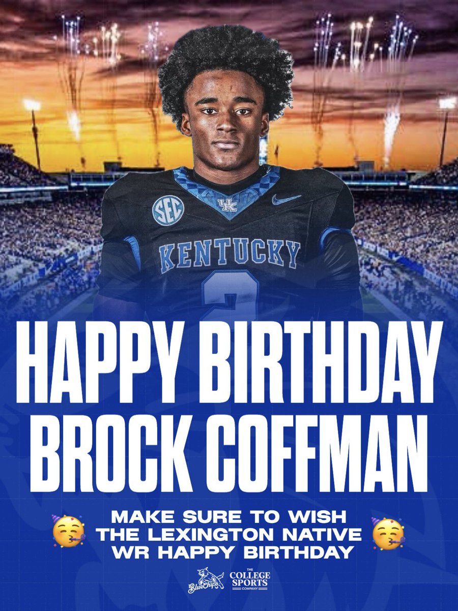 BlueChipsBBN's tweet photo. It’s the Lexington Native WR and former guest of the Juice Boyz Pod @CoffmanBrock ‘s Birthday 🥳

Happy Birthday Brock! 👏 https://t.co/XCtPIwh2Ow