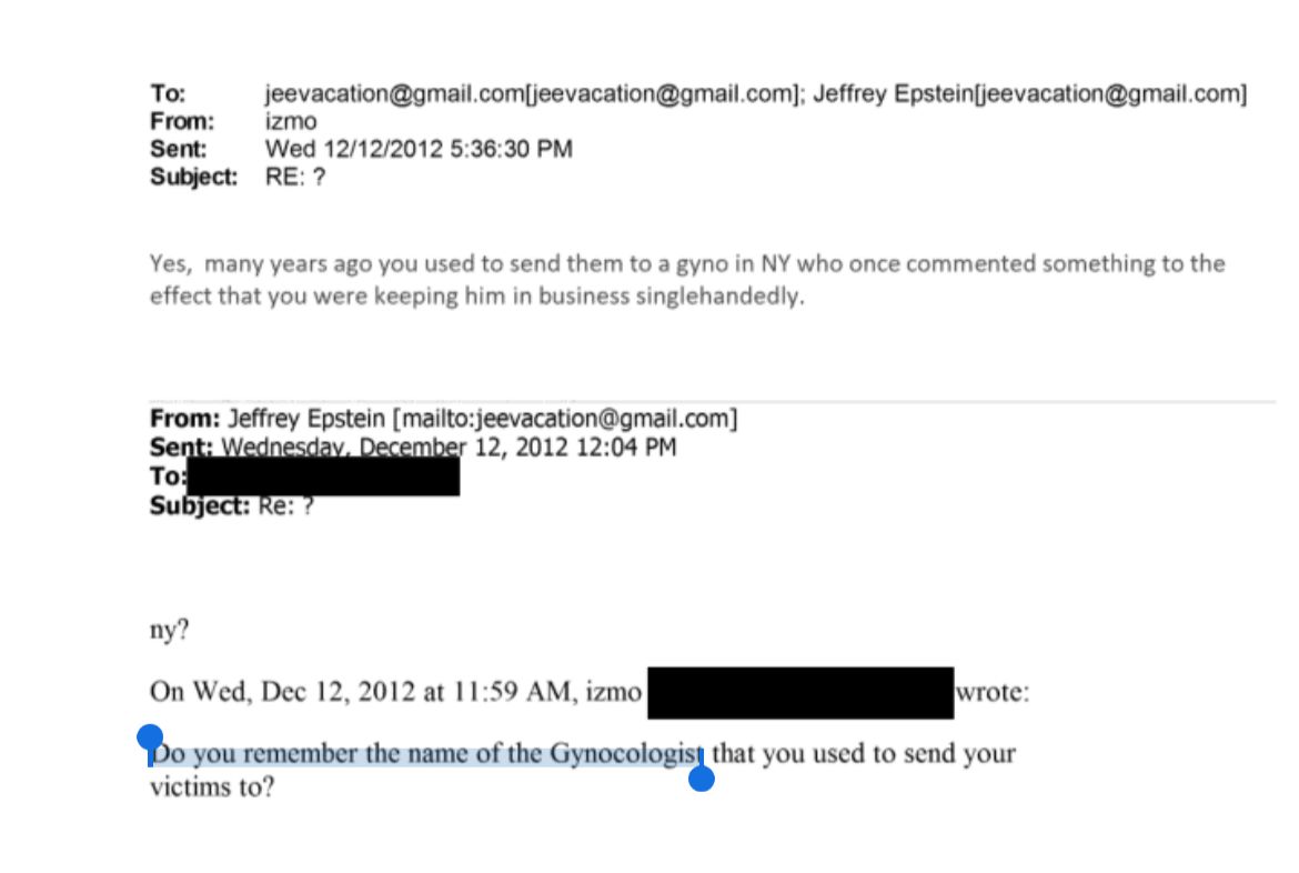 MarioNawfal's tweet photo. Jeffrey kept his 'Girls' STD-free and Birth-Controlled for Easy Use

Epstein made regular payments to multiple NYC gynecologists, a dermatologist, and his personal doctor to test for STDs, prescribe birth control, and vaccinate against HPV.

The goal? Keep the young women in his trafficking network "sexually healthy, ready to be used."

Many of the appointments were paid by check or card, and his inner circle knew it was routine.

Sickening to think how many of these doctors knew what was going down and still chose (or were probably bribed) to look the other way.

Source: @NYMag
File: EFTA02039951