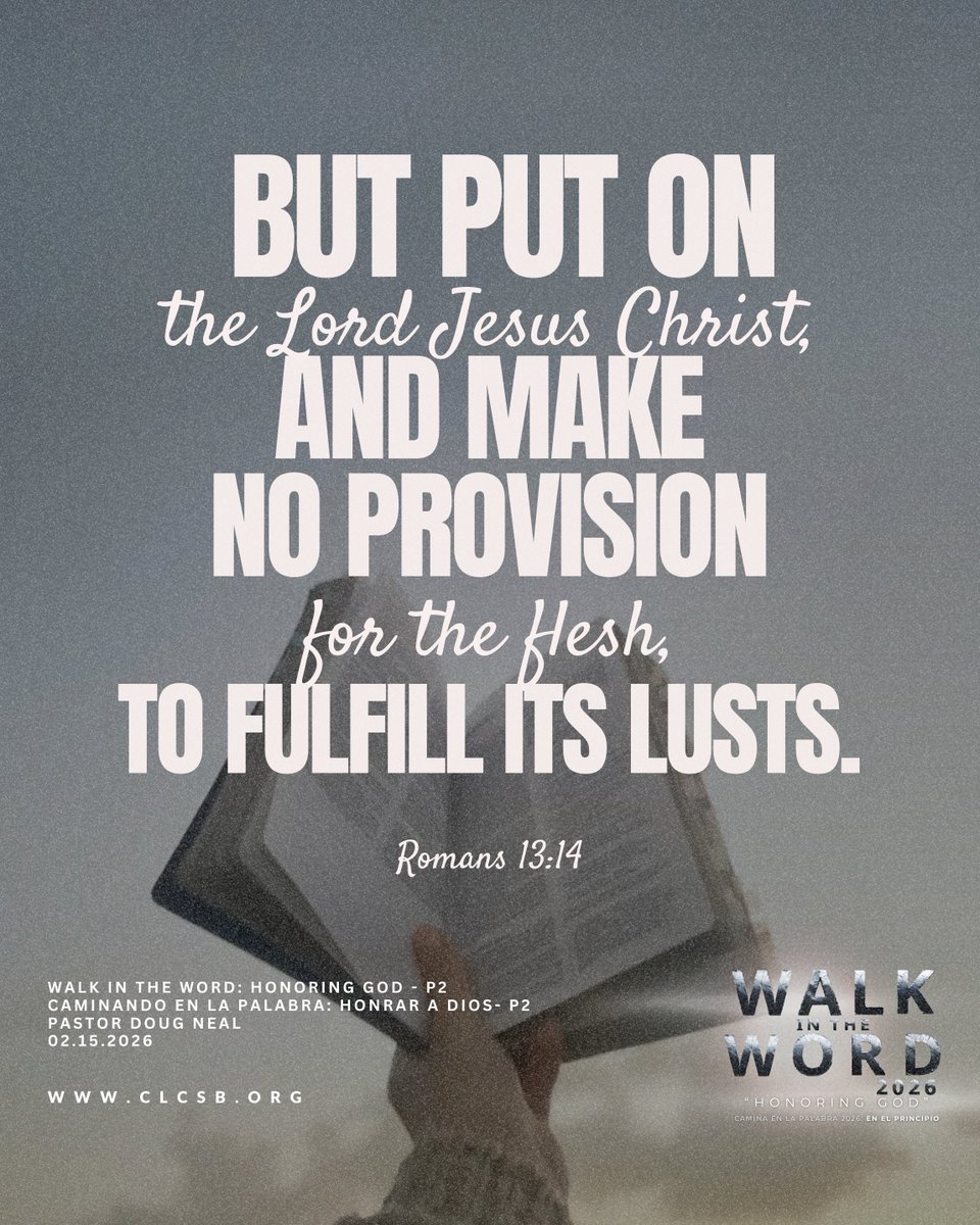 clc_sb's tweet image. “Put on the Lord Jesus Christ, and make no provision for the flesh.” Romans 13:14

Victory isn’t willpower, it’s surrender.
Choose Jesus daily. Walk in the Word.

Repost if you’re choosing to live led by the Spirit today.

#WalkInTheWord #PutOnChrist #HonoringGod #CLC #CLCSB