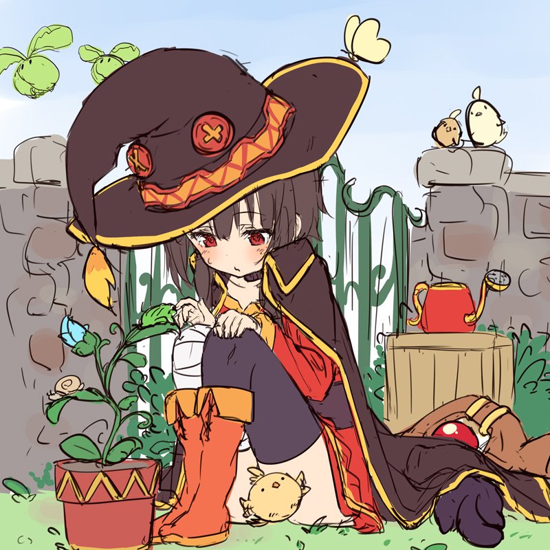 Fanart del día: en el patio con el emperador Zel 🐥🪴🌱