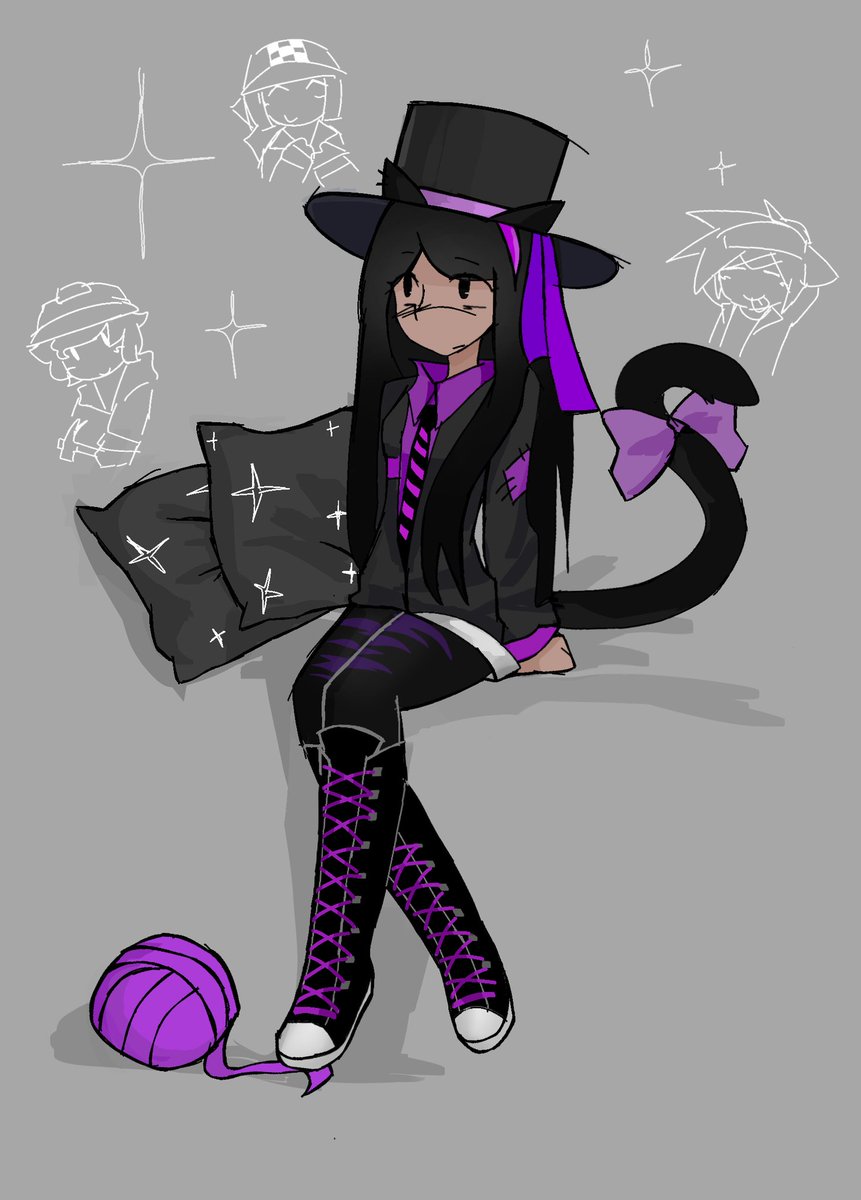 私设小猫purple，不会画背景随便加了点东西上去😵 #recallahollowheart #purplesub01 #art