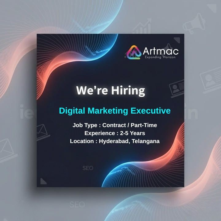 Artmacsoft's tweet photo. We are #Hiring for #India #Positions

#JobTitle : #Digital #Marketing #Executive

#Location : #Hyderabad, #Telangana 

https://t.co/BqsYxEn3Sb https://t.co/aBLp2rRruM