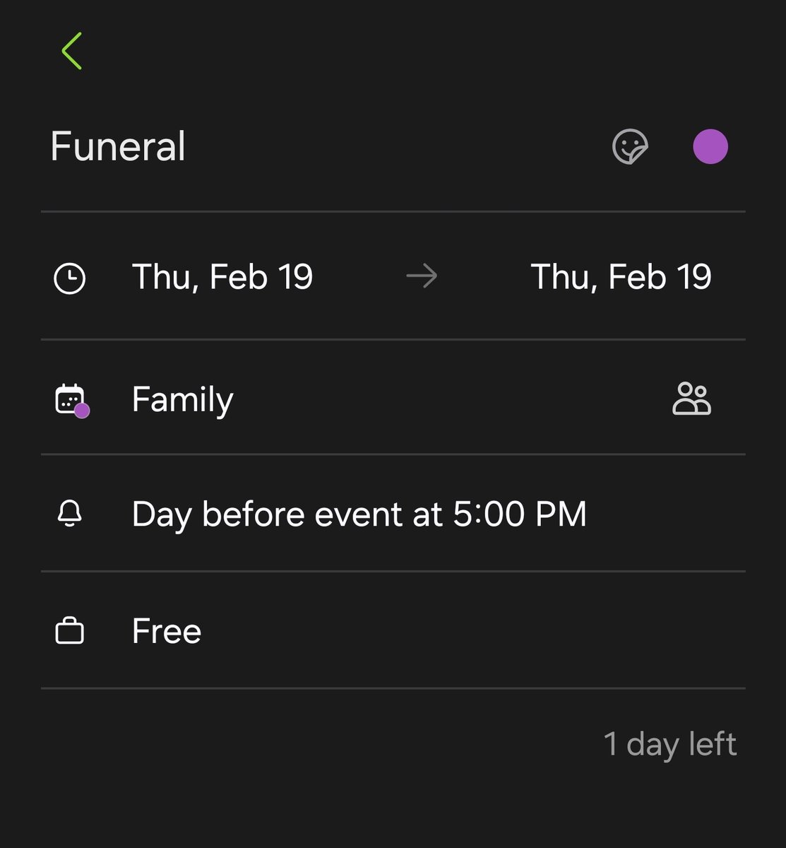 The mystery calendar is back. This time a very anxiety inducing event with no other details. 😰