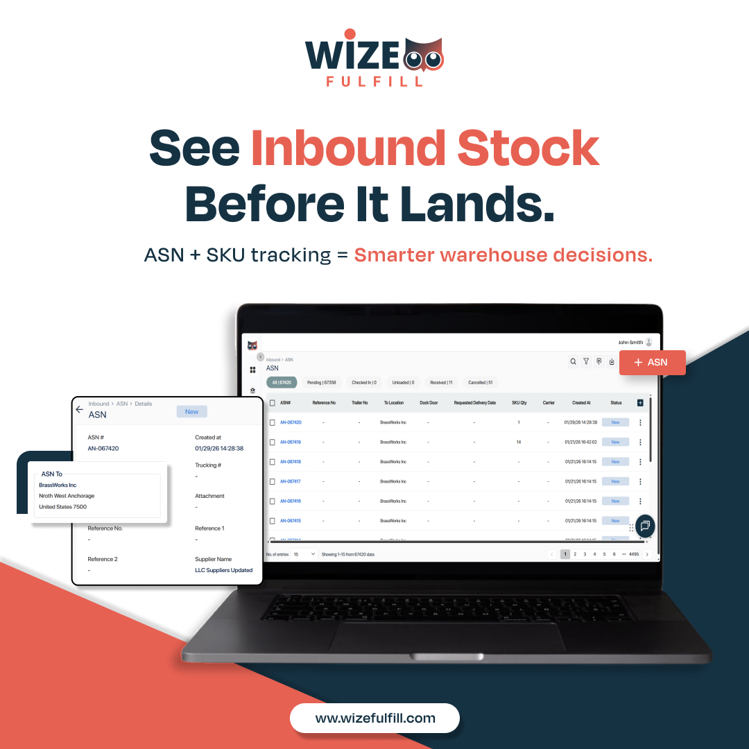 Wize_Fulfill's tweet photo. Stop guessing and start knowing 🔍 
With ASN and SKU tracking, you get detailed visibility into incoming shipments before they arrive — so you can plan better and stay ahead of bottlenecks.

https://t.co/3bnW1rG5cH

#WarehouseTech #FulfillmentSolutions #ASN #inboundtracking https://t.co/LXuZag6Kry