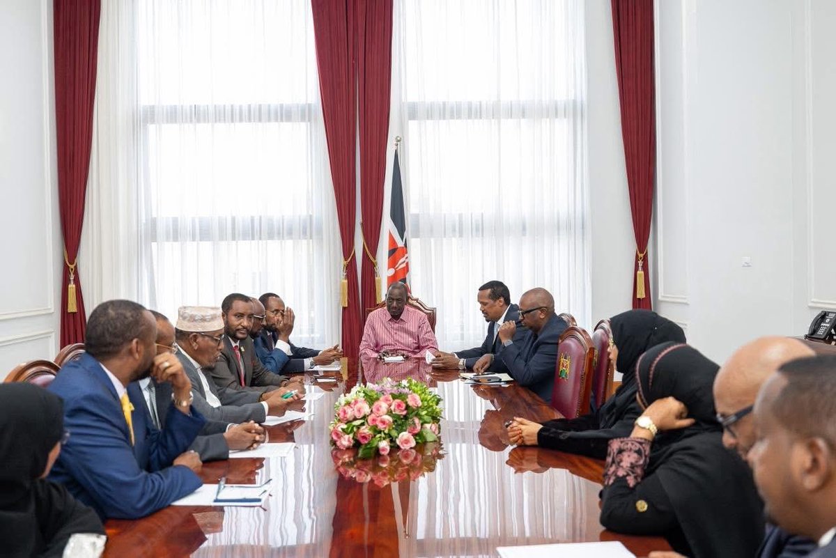 HussienWeytan's tweet photo. At State House, Nairobi, I attended a consultative session with the president of Republic of Kenya  H.E. Dr Willaim Ruto ,CGH @WilliamsRuto , where we discussed key priorities to unlock Mandera County’s full potential.

Our discussions centred on accelerating transformative development programmes across our vast county. We prioritised dependable electricity connectivity, improved road infrastructure, sustainable water supply, affordable housing, establishment of modern markets, and the construction of student hostels for each technical college across the six constituencies.

We also explored the immense potential of Northern Kenya as the next frontier for large-scale irrigated agriculture. As leaders, we agreed to begin identifying suitable land for commercial farming to strengthen food security, attract investment, and create meaningful employment opportunities for our youth.

The engagement reaffirmed our shared commitment to inclusive growth and equitable development for the great people of Mandera County.

The meeting brought together key national leaders, including the Cabinet Secretary for Roads and Transport, Davis Chirchir, EGH @davis_chirchir  , Cabinet Secretary (CS) for Water, Sanitation and Irrigation , Eng. Eric Muuga @mugaa_eric , Principal Secretaries, and the county leadership led by H.E. Mohamed Adan Khalif, Senator Ali Ibrahim Roba, and all Members of Parliament from our county’s six constituencies.