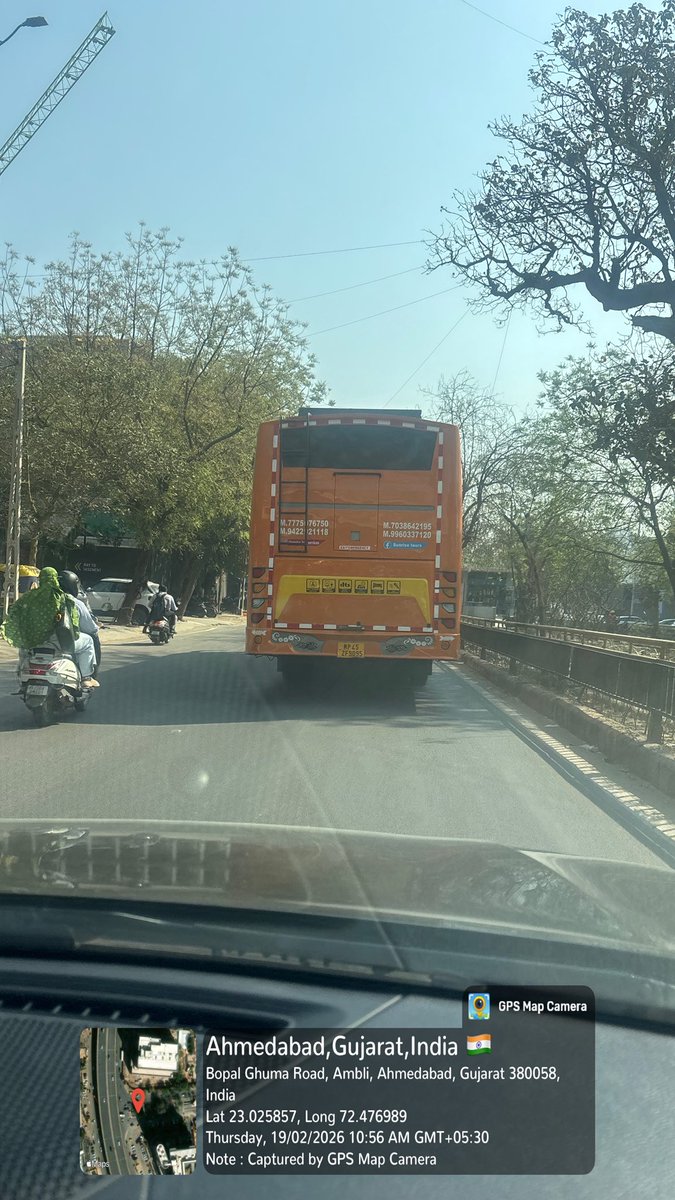 Dear <a href="/PoliceAhmedabad/">AHMEDABAD TRAFFIC POLICE</a> 
Such a big bus is allowed in city?
Live at Bopal-Iscon Ahmedabad 

<a href="/AhmedabadPolice/">Ahmedabad Police અમદાવાદ પોલીસ</a>