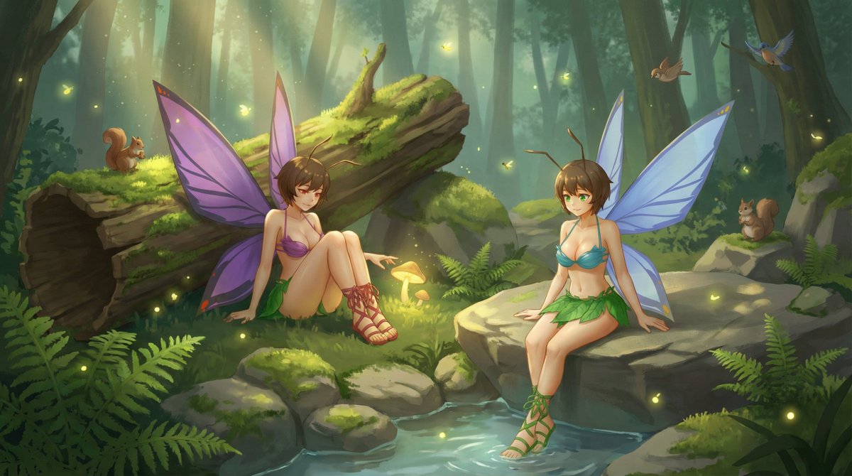 Falla and Luna from Chronicles of Eden. The only thing better than having a beautiful butterfly girl as a companion is having twin butterfly girls for companions.

deviantart.com/ag-publishing/…

#monstergirls #fantasy #adventure #novel #ecchi #harem #animegirl #Epic