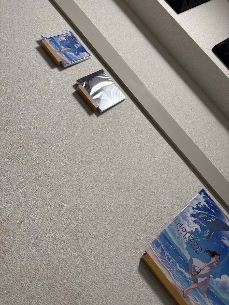 自宅スタジオに、自分が関わったレコードとCDを飾ることにした