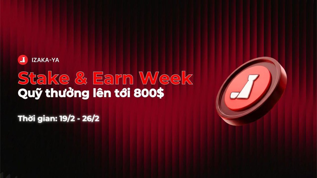 Izakaya_vn's tweet photo. STAKE TO EARN CAMPAIGN – QUỸ THƯỞNG 800$ ĐANG MỞ

IZAKAYA Vietnam chính thức khởi động chương trình thưởng dành cho cộng đồng staking.

Chỉ cần staking tối thiểu 3 ngày, người dùng sẽ nhận thưởng trực tiếp theo khối lượng stake.

⏰ Thời gian diễn ra: 19/02 – 26/02
Hoặc kết thúc sớm khi hết quỹ 800$
Snapshot vào 20h ngày 26/02

🎁 Cơ chế thưởng 🔹 Nhận 1$ cho mỗi 10$ staking 🔹 Stake 60$ → nhận 6$ 🔹 Stake 100$ → nhận 10$ 🔹 Stake 150$ → nhận 15$

📍 Điều kiện: 🔹 Stake tối thiểu 60, tối đã $150 mỗi tài khoản 🔹 Thời gian staking tối thiểu 3 ngày
🔹 Mỗi tài khoản được ghi nhận 1 lượt tham dự 🔹 First come – first serve cho đến khi hết quỹ thưởng

📌 Cách tham gia
1. Follow @Izakaya_vn 
2. Like & share bài viết này
3. Đăng ký tài khoản IZAKAYA tại đây: https://t.co/b9l2FZzG60
4. Điền form đăng ký: https://t.co/HMsteg3LQ2
5. Deposit và stake 60$ - 150$ vào bất kỳ pool nào trong ít nhất 3 ngày

Tham gia sớm để đảm bảo suất nhận thưởng trước khi quỹ 800$ được lấp đầy nào các IZAKyans