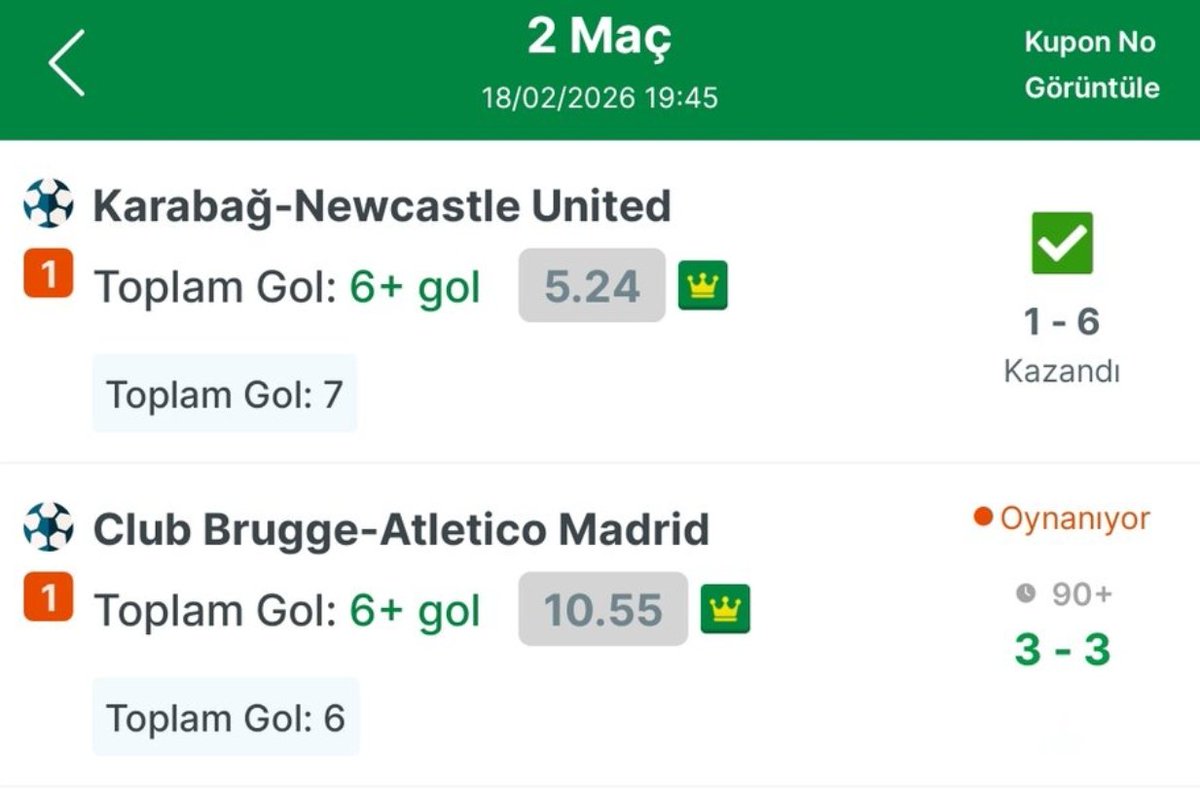 S.A DOSTLAR 🤚

YİNE YAKIN ZAMANDA AÇIKTAN DÜN KAZANDIK ✍️✅👏

YALNIZ BİZİM AÇIKTAN VERDİĞİMİZ KUPONU BAYİ GRUPLARINDA KENDİLERİNİN MAÇI ANALİZİ GİBİ VERENLERİ GÖRÜYORUM UTANMADAN BİR DE REKLAM ÇIKMIŞLAR. KOMİKSİNİZ 😅