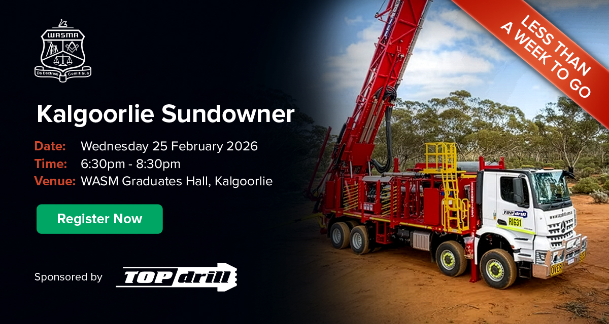 wasmalumni's tweet photo. Excitement is building as we are less than one week away from our first Kalgoorlie Sundowner for 2026! 

 Come along and hear from the Topdrill team (thanks for sponsoring!) and meet our Kalgoorlie Committee.

Register now: https://t.co/re2dnfVKJo https://t.co/T98C9Ggu18