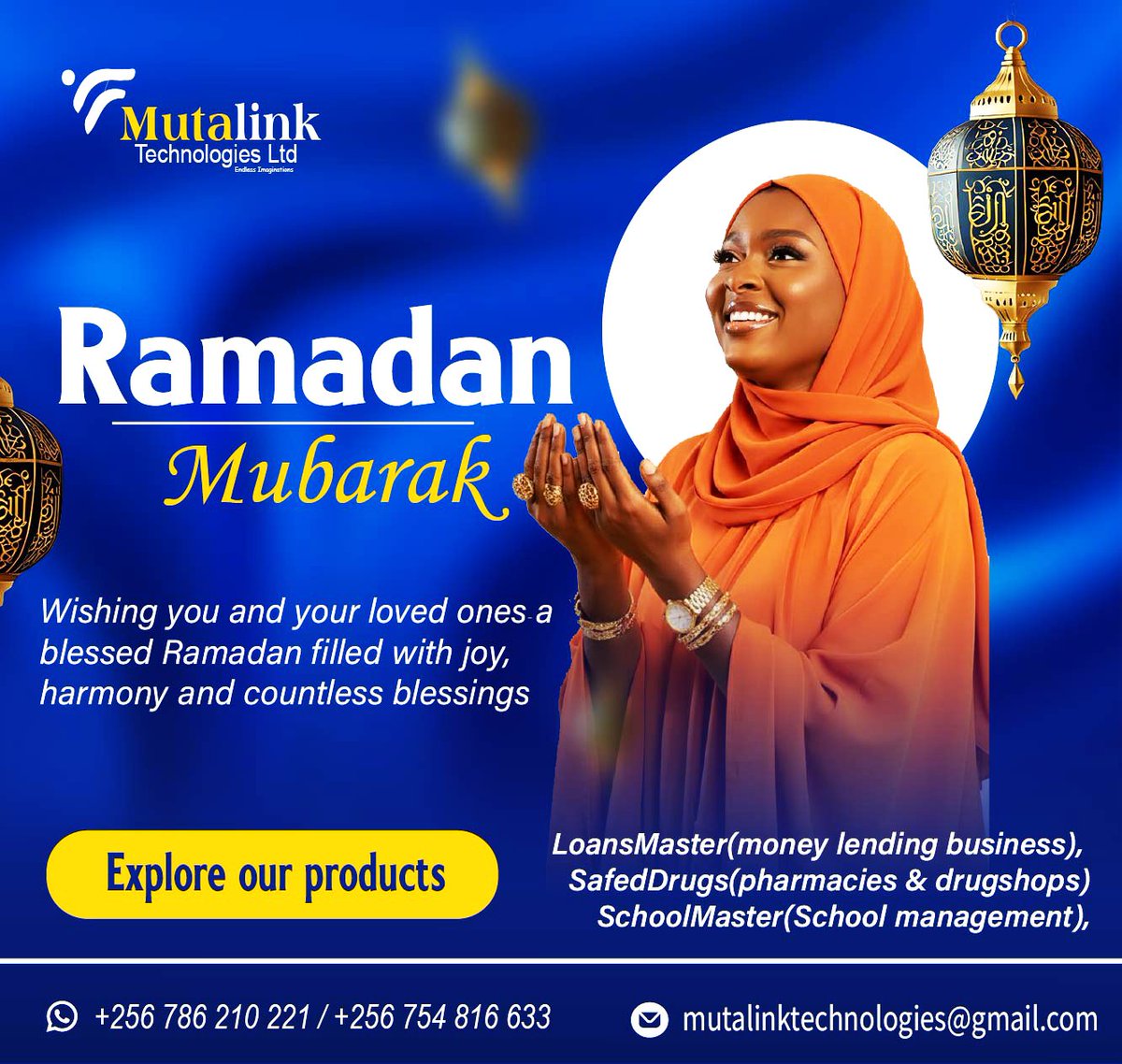 MutalinkLtd's tweet photo. Ramadan Kareem to our esteemed clients
May this holy month bring you abundant barakah, renewed strength and divine breakthroughs in your projects and visions as we move towards our goals
#letsgodigital #mutalinkLtd #ramadanMubarak https://t.co/Njs9AlN4vp