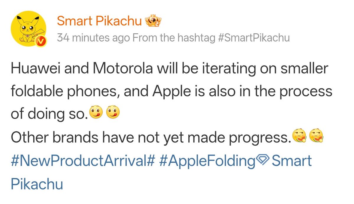 ✅ Huawei - Motorola - Apple

Smaller Foldable phones ❗❗

#AppleFold #motorola #Huawei