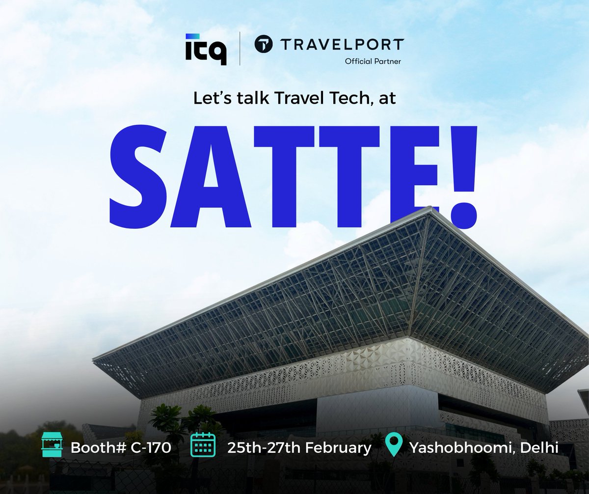 ITQIndia's tweet photo. The countdown to SATTE 2026 begins ✨

We’re gearing up to showcase smarter, faster, future-ready travel technology designed to power OTAs, TMCs, and travel businesses forward.

Let’s connect, collaborate, and redefine what’s next in travel.
See you at SATTE 2026!

#satte2026 https://t.co/weocyxA9kR
